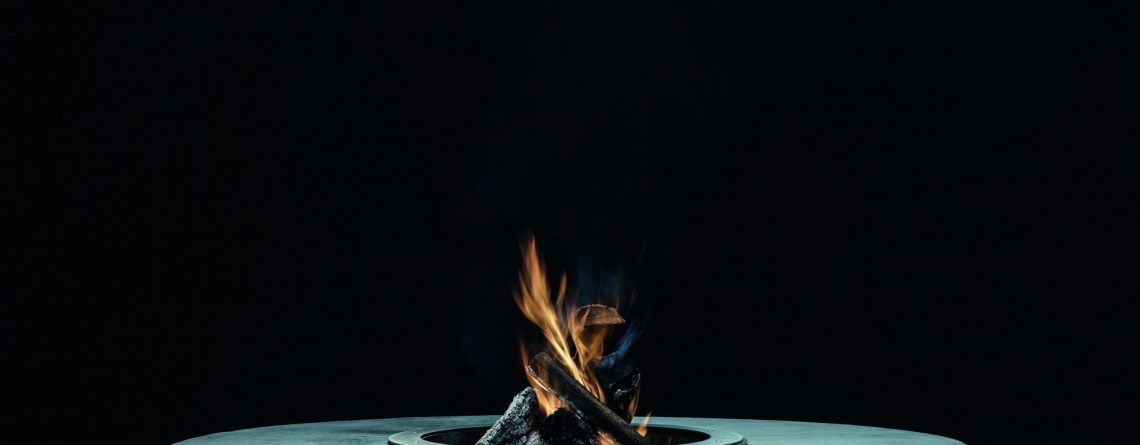 biofuel fire with a black background