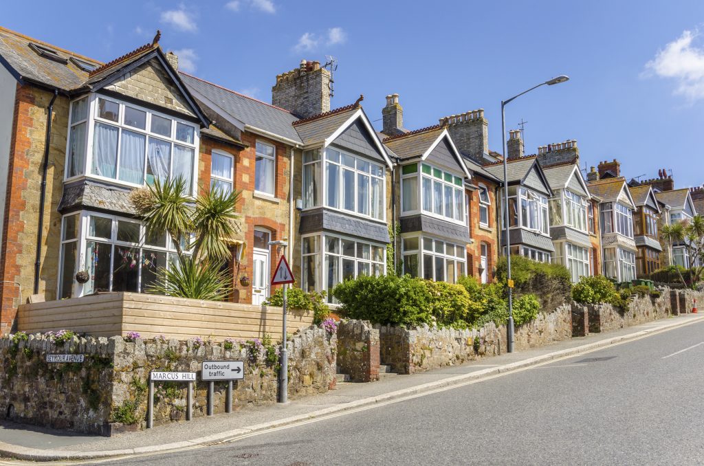 Terraced Houses in England on a Clear Summer Day