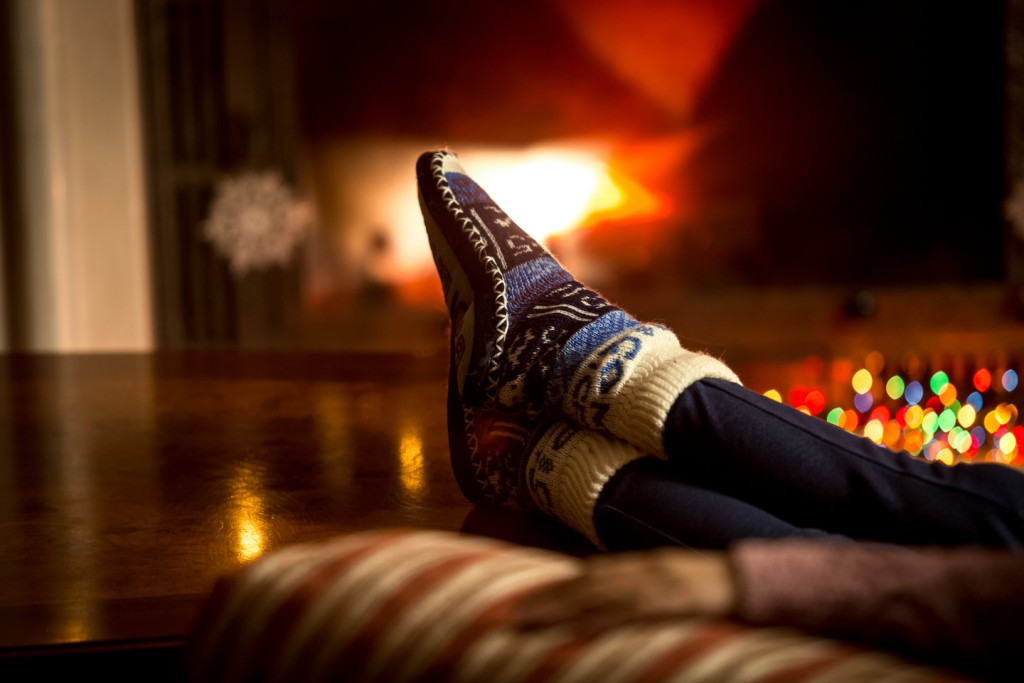 Slippers in Front of a Fire