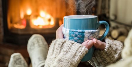 hygge - Warming and relaxing near fireplace.