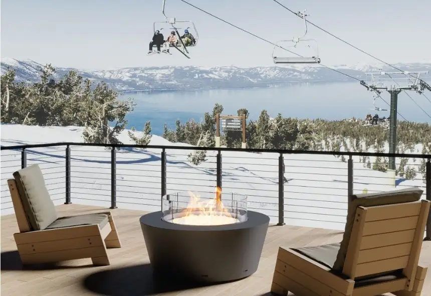 Outdoor bioethanol firepit Otello by GlammFire, sleek round burner with contemporary seating, eco‑friendly flame for stylish patio living.